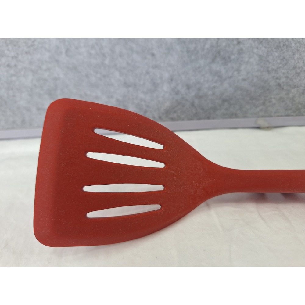 Rachael Ray Lazy Slotted Turner Red Silicone Heat Resistant Spatula with Notch